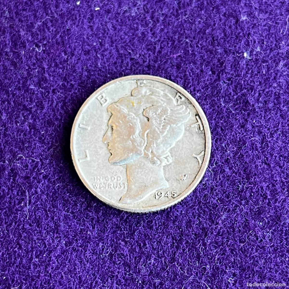 Monedas antiguas de Am&eacute;rica: MONEDA DE PLATA ESTADOS UNIDOS. USA. ONE DIME MERCURY. 1945. PHILADELPHIA. EBC. 2,5GR DE LEY 0,900.