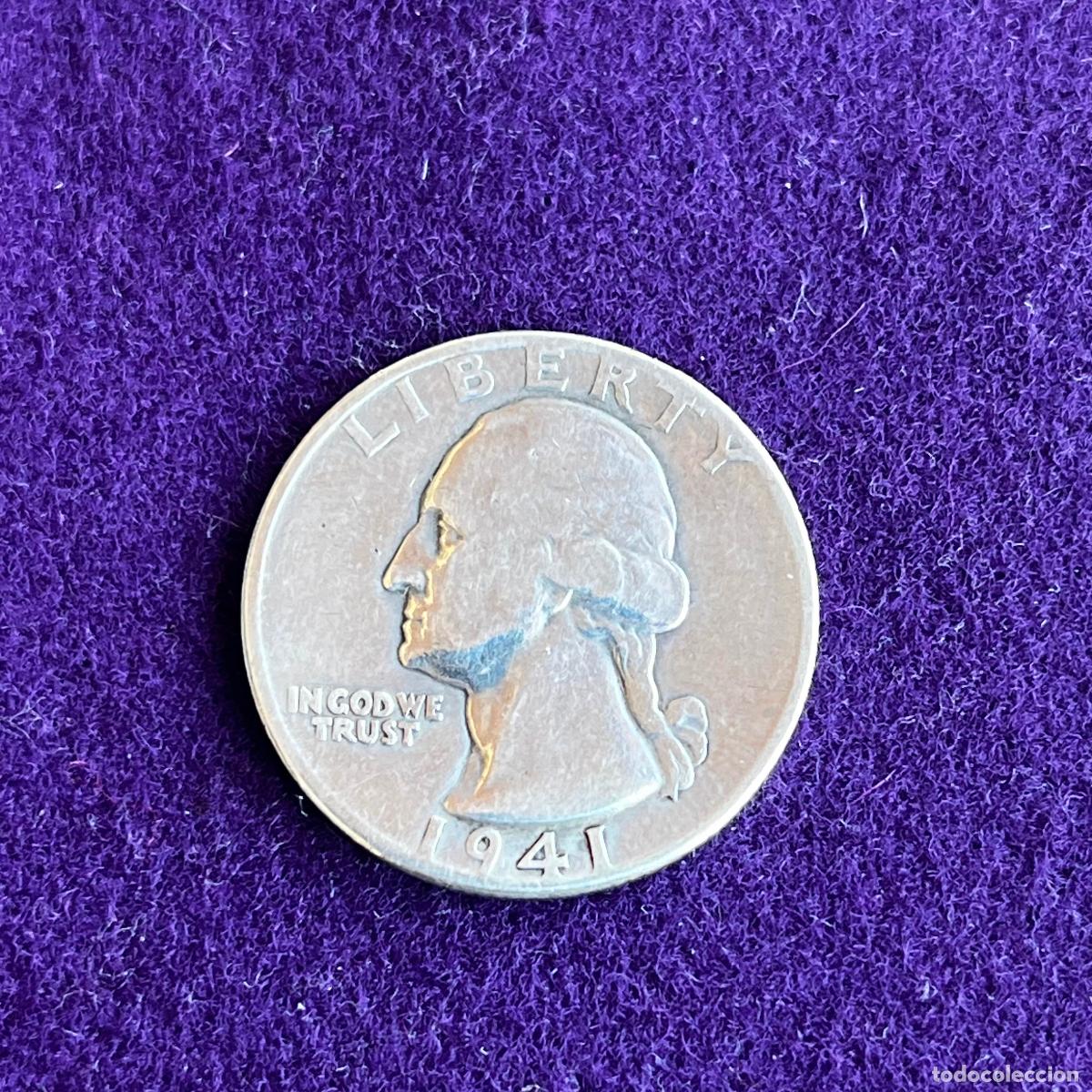 Monedas antiguas de Am&eacute;rica: MONEDA DE PLATA ESTADOS UNIDOS. USA. WASHINGTON. QUARTER DOLLAR. 1/4 DOLAR. 1941. PHILADELPHIA.
