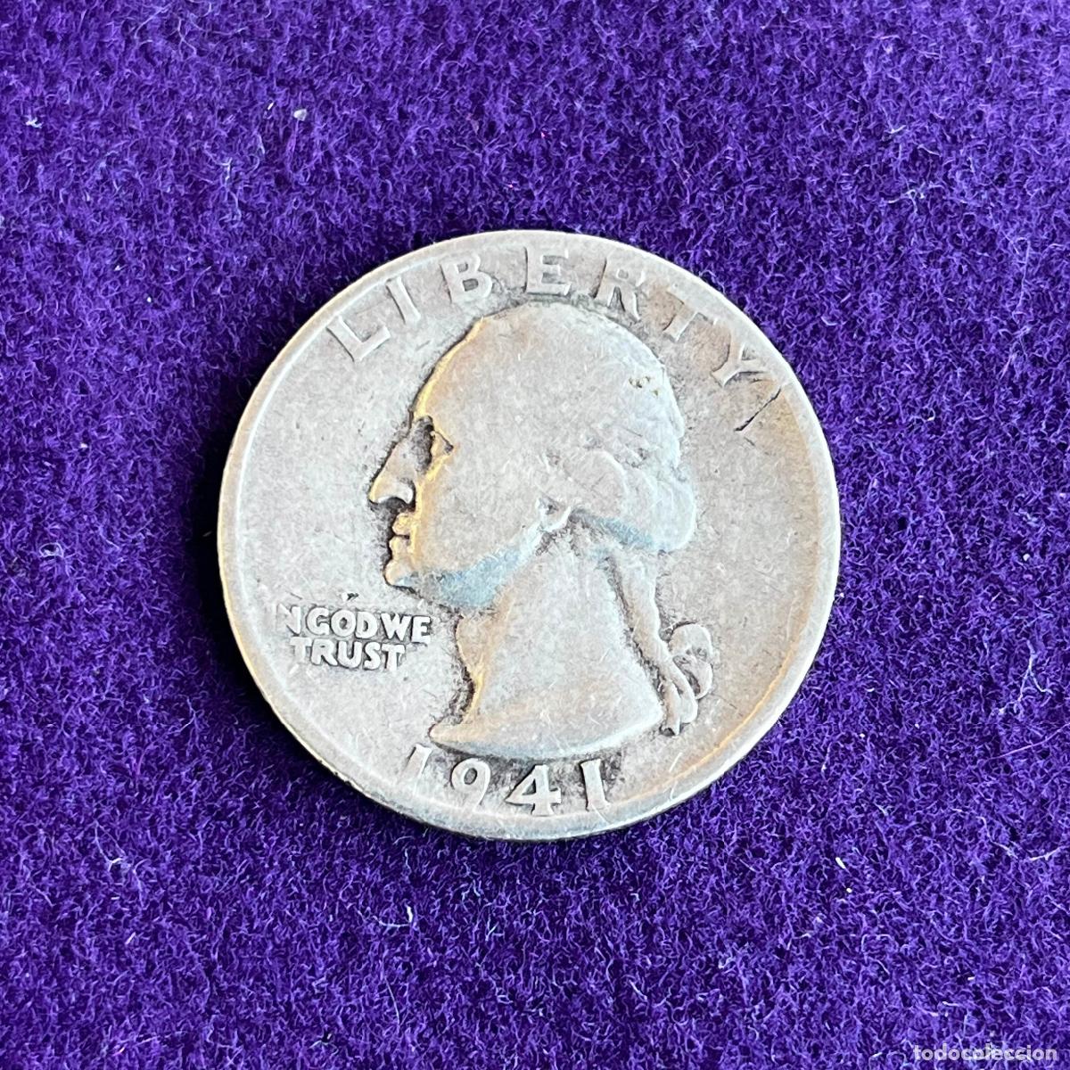 Monedas antiguas de Am&eacute;rica: MONEDA DE PLATA ESTADOS UNIDOS. USA. WASHINGTON. QUARTER DOLLAR. 1/4 DOLAR. 1941-S. SAN FRANCISCO.