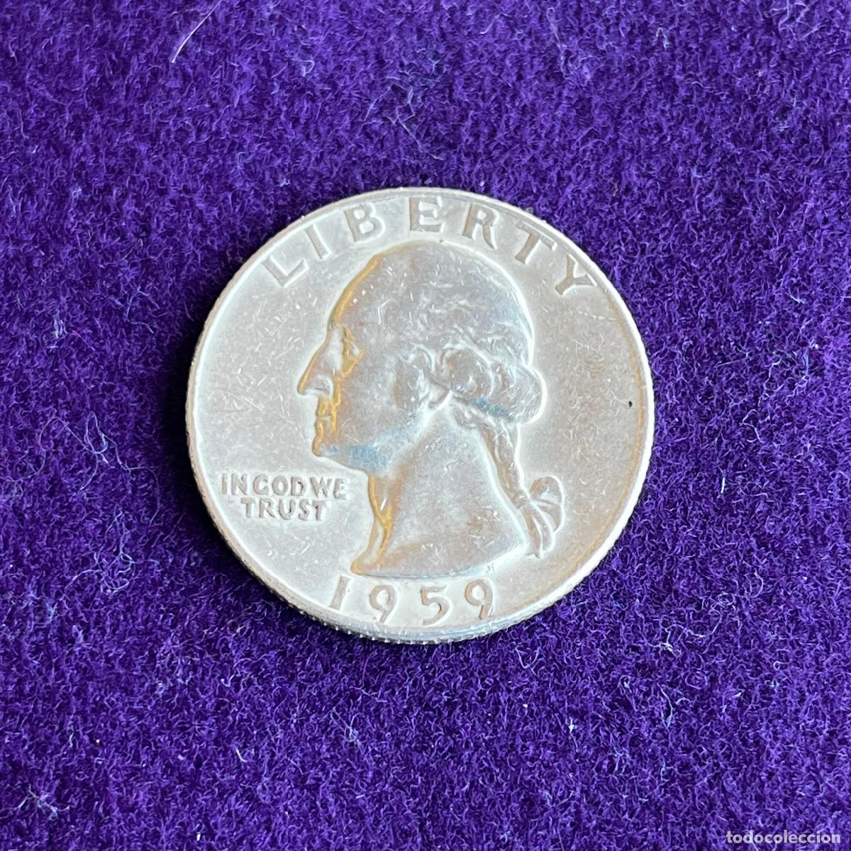 Monedas antiguas de Am&eacute;rica: MONEDA DE PLATA ESTADOS UNIDOS. USA. WASHINGTON. QUARTER DOLLAR. 1/4 DOLAR. 1959. PHILADELPHIA.