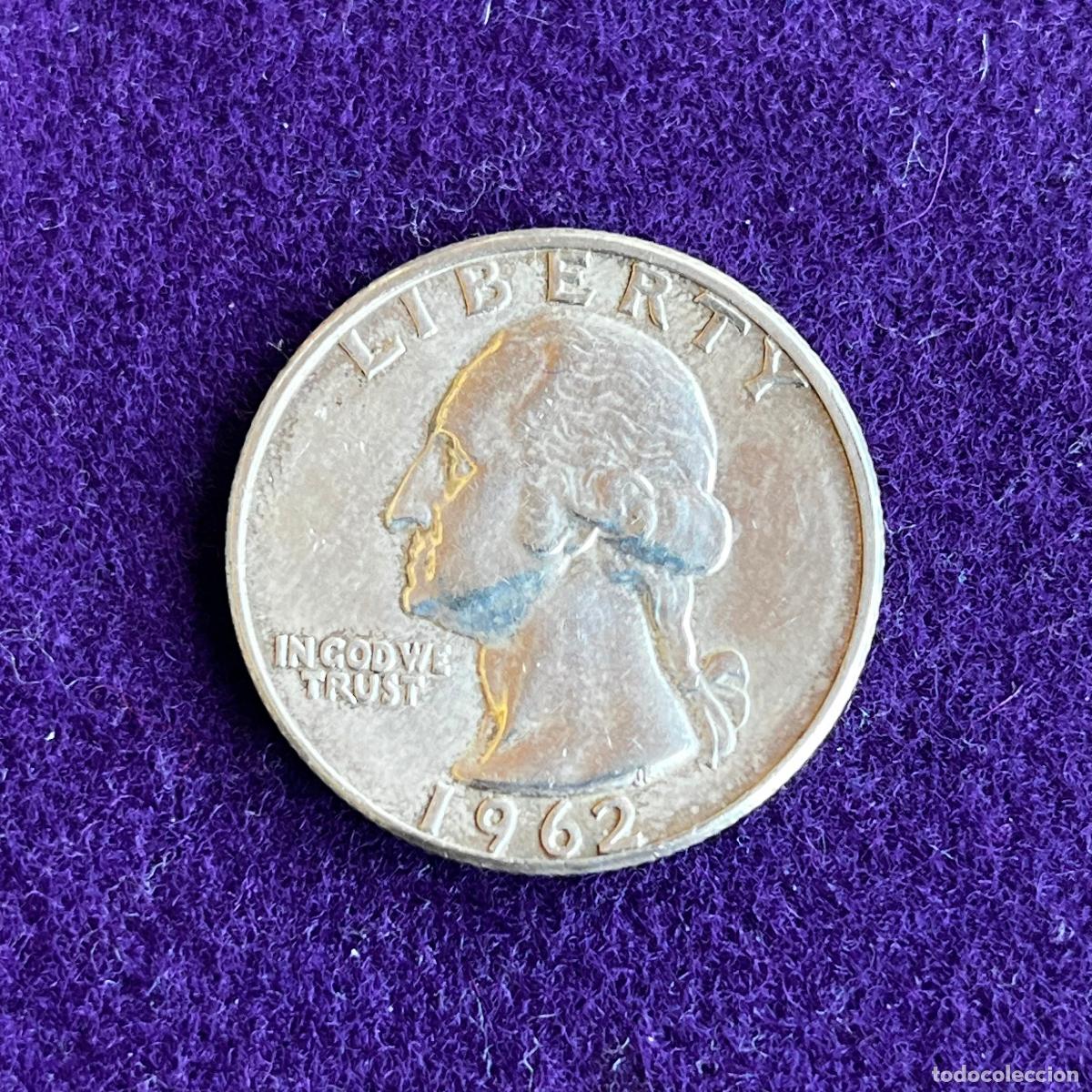 Monedas antiguas de Am&eacute;rica: MONEDA DE PLATA ESTADOS UNIDOS. USA. WASHINGTON. QUARTER DOLLAR. 1/4 DOLAR. 1962-D. DENVER.
