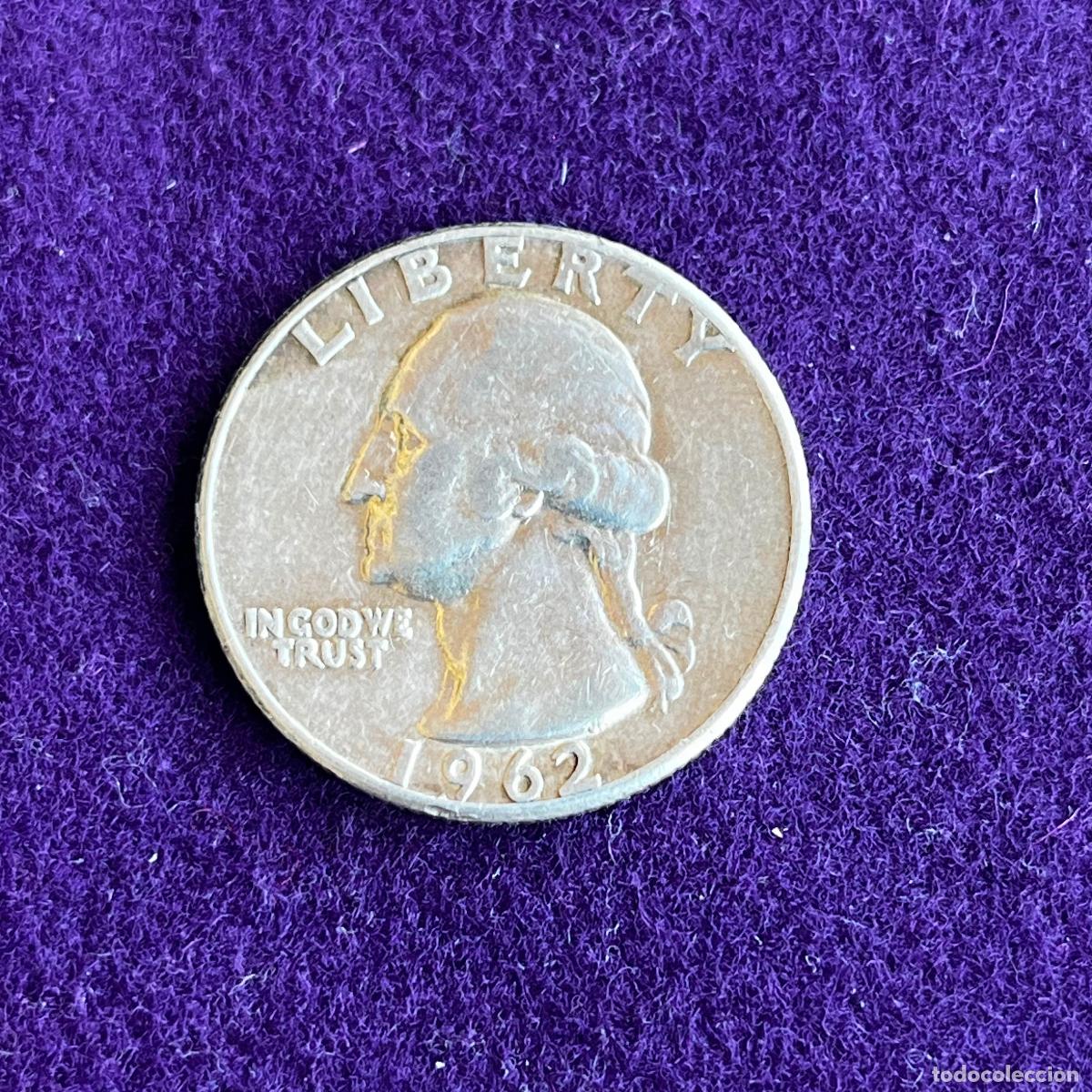 Monedas antiguas de Am&eacute;rica: MONEDA DE PLATA ESTADOS UNIDOS. USA. WASHINGTON. QUARTER DOLLAR. 1/4 DOLAR. 1962. PHILADELPHIA.