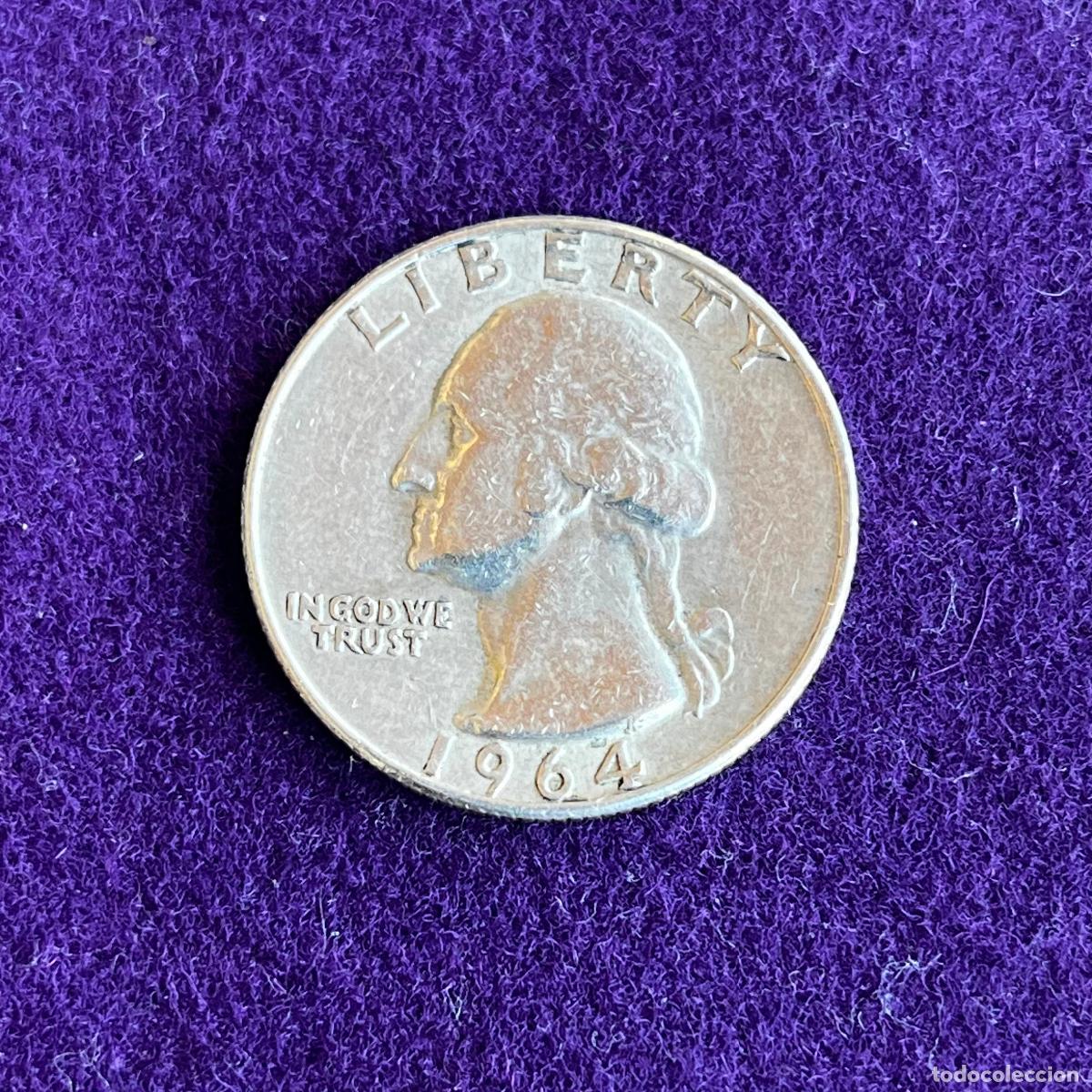 Monedas antiguas de Am&eacute;rica: MONEDA DE PLATA ESTADOS UNIDOS. USA. WASHINGTON. QUARTER DOLLAR. 1/4 DOLAR. 1964-D. DENVER.