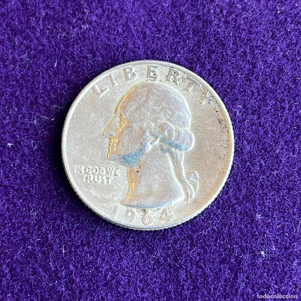 Monedas antiguas de Am&eacute;rica: MONEDA DE PLATA ESTADOS UNIDOS. USA. WASHINGTON. QUARTER DOLLAR. 1/4 DOLAR. 1964. PHILADELPHIA.