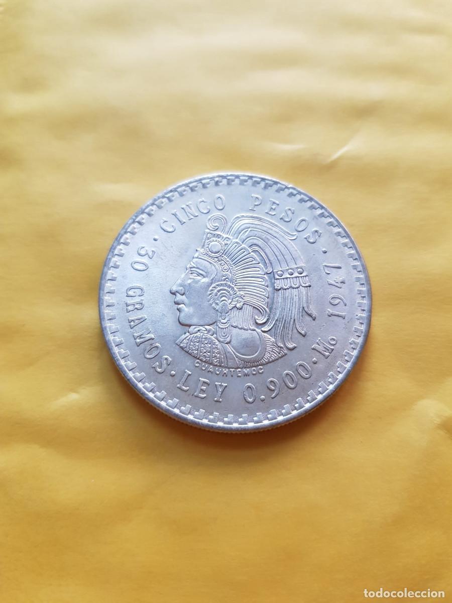 Monedas antiguas de Am&eacute;rica: MEXICO- 5 PESOS-1947- PLATA 900-1 ONZA