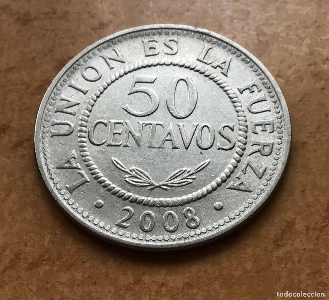 Monedas antiguas de Am&eacute;rica: 50 centavos de Bolivia. A&ntilde;o 2008
