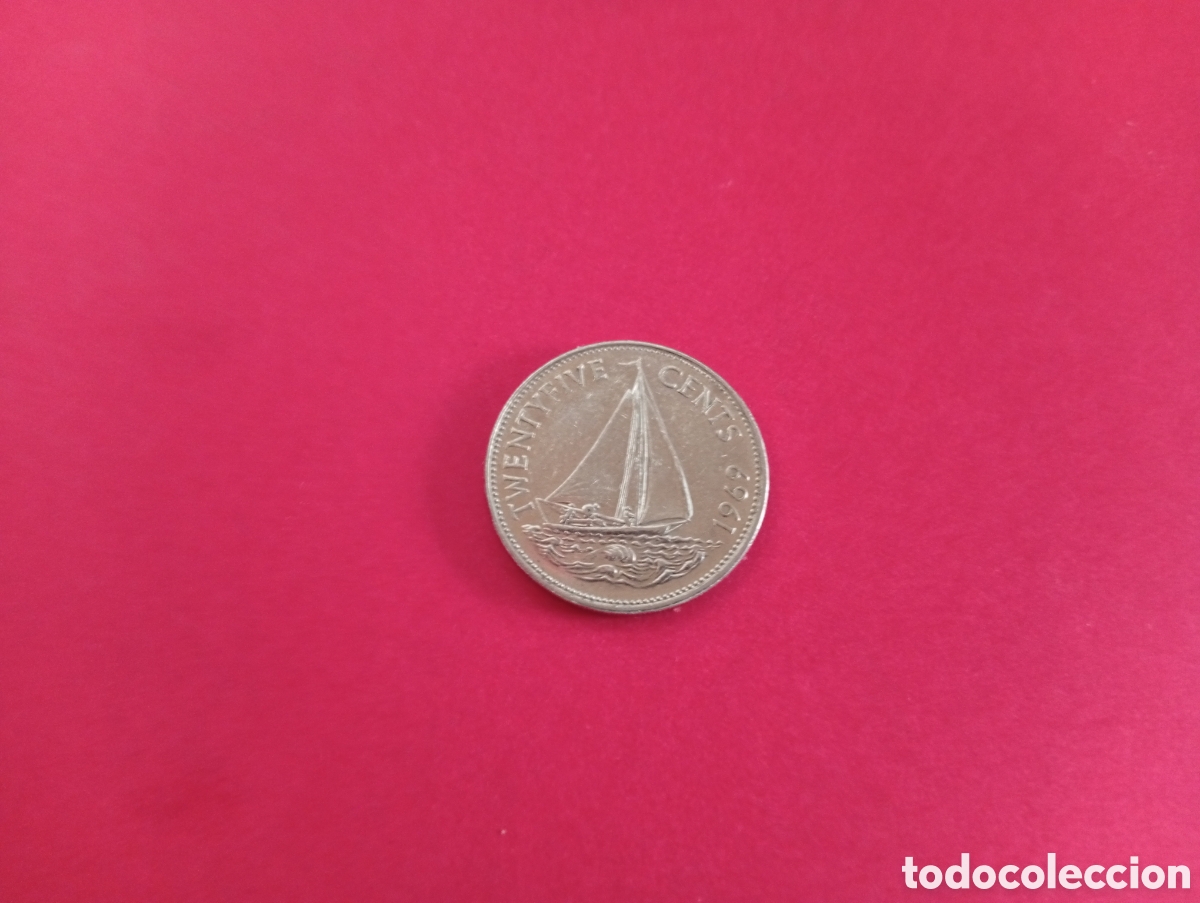 Monedas antiguas de Am&eacute;rica: 25 cents de Bahamas 1969