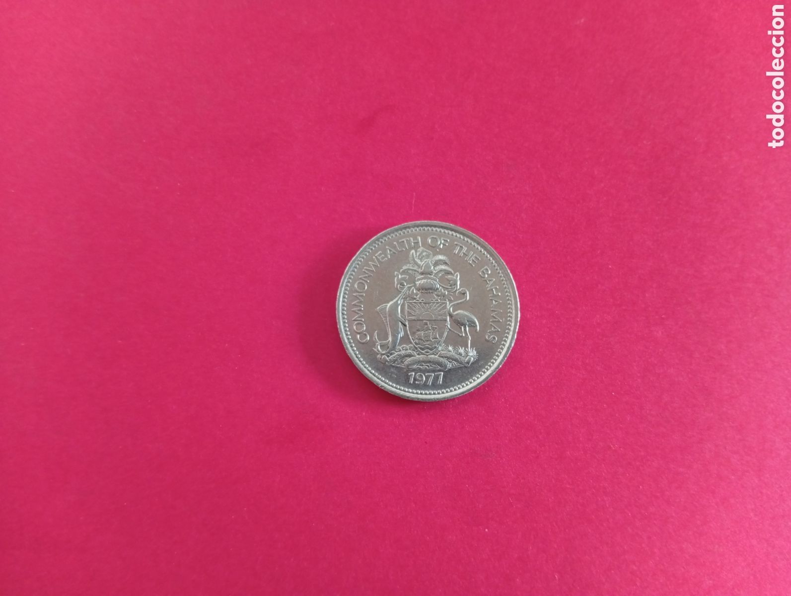 Monedas antiguas de Am&eacute;rica: 25 cents de Bahamas 1977