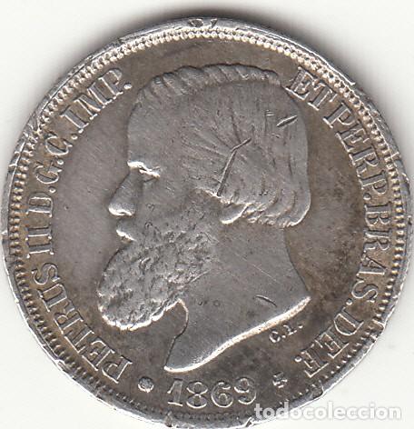 Monedas antiguas de Am&eacute;rica: BRASIL: PEDRO II - 200 REIS 1869 / PLATA