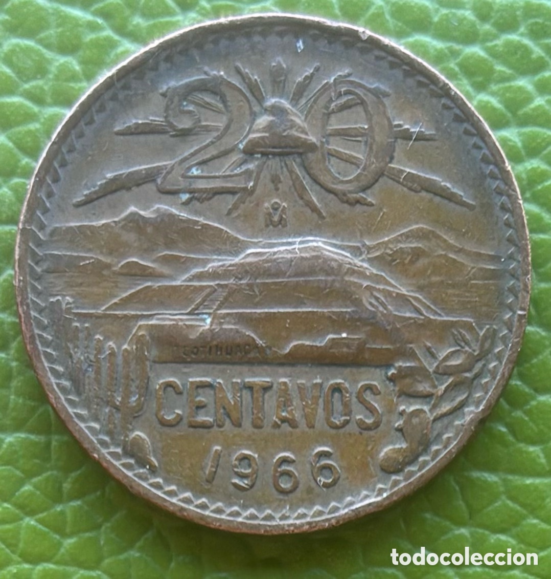 Old Coins of America: M&Eacute;XICO. 20 CENTAVOS DE PESO. 1966. PIRAMIDE DE TEOTIHUACAN.