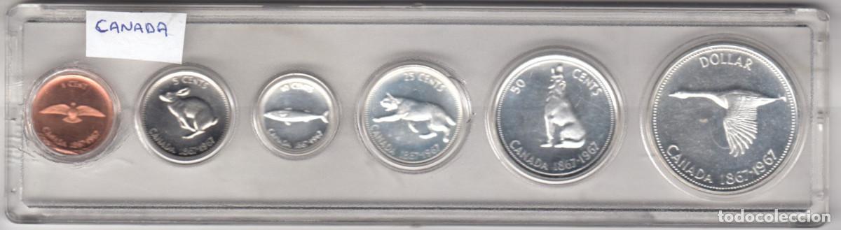 Monedas antiguas de Am&eacute;rica: CANADA serie 6 monedas Centenario 1867-1967 Animales - 4 de ellas de plata proof