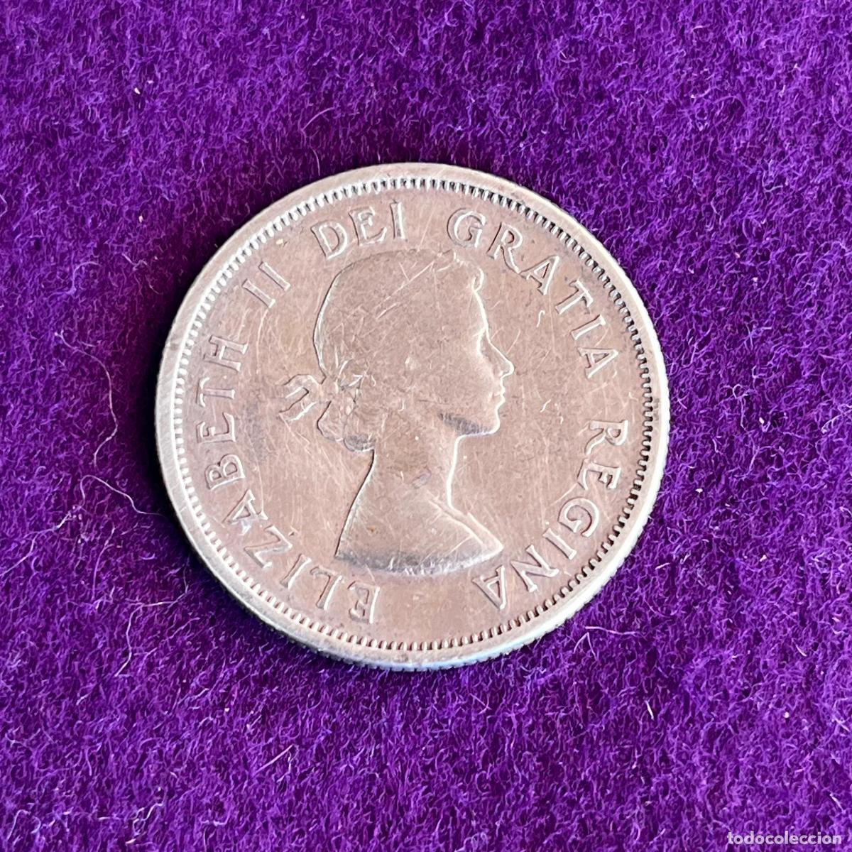 Monedas antiguas de Am&eacute;rica: MONEDA DE PLATA DE CANADA. 25 CENTS. 1957. ISABEL II. 5,83GR. 0,800. ORIGINAL.