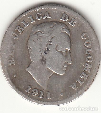 Monedas antiguas de Am&eacute;rica: COLOMBIA: 10 CENTAVOS 1911 / PLATA