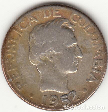 Monedas antiguas de Am&eacute;rica: COLOMBIA: 10 CENTAVOS 1952 / PLATA