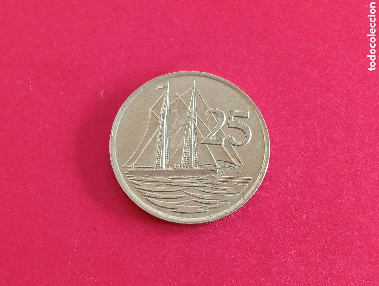 Monedas antiguas de Am&eacute;rica: 25 cents Islas Caim&aacute;n 1977