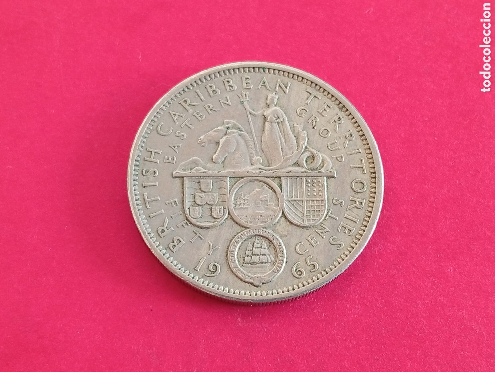 Monnaies anciennes d'Am&eacute;rique: 50 cents Caribe brit&aacute;nico 1965