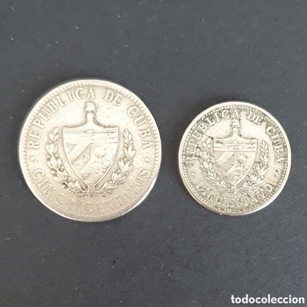 Monedas antiguas de Am&eacute;rica: CUBA 2 MONEDAS 1 Y 5 CENTAVOS 1920