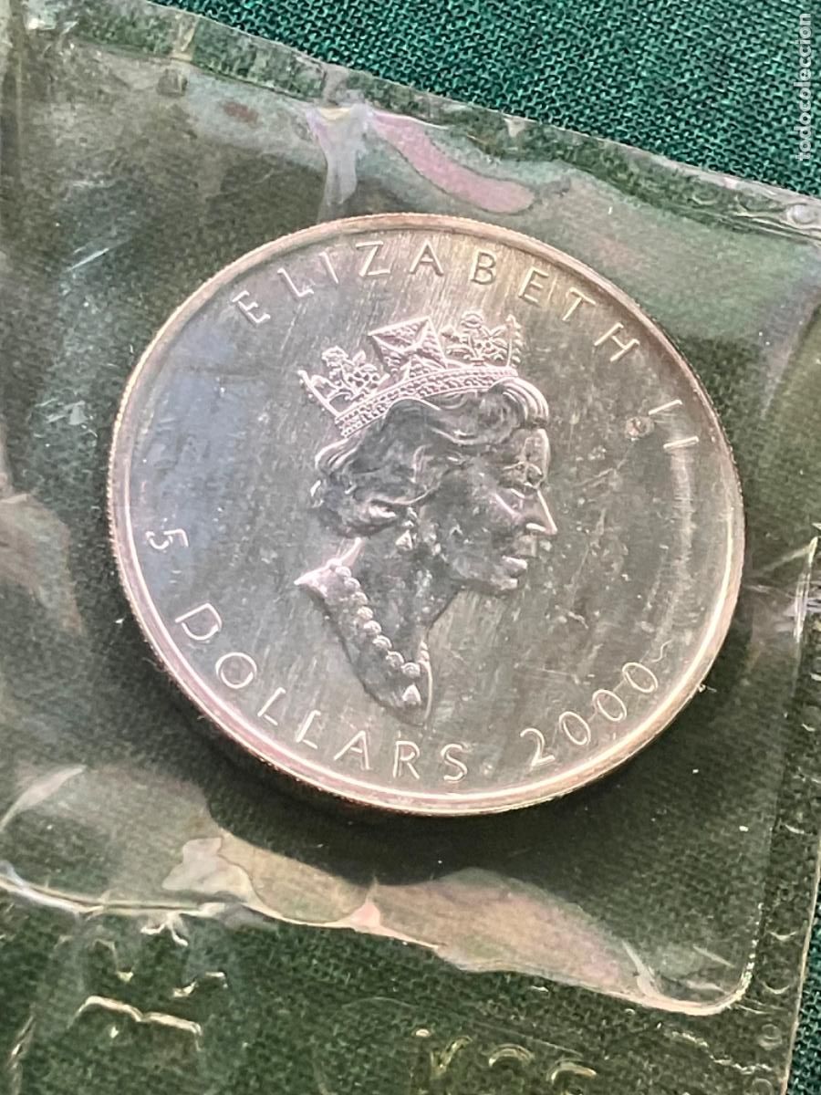 Monedas antiguas de Am&eacute;rica: Canad&aacute; 5 dollars d&oacute;lares de plata pura sin circular 2000 Hoja de arce envasada por ceca canadiense