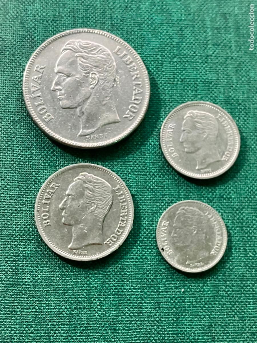 Monedas antiguas de Am&eacute;rica: VENEZUELA - Lote 4 monedas 25 y 50 c&eacute;ntimos 1 y 5 bol&iacute;vares 1965 1977