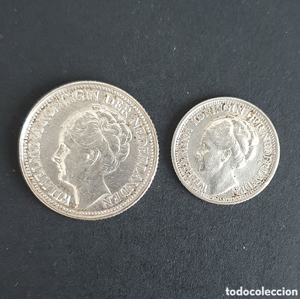 Monedas antiguas de Am&eacute;rica: CURAZAO 1/4 Y 1/10 GULDEN PLATA 1947