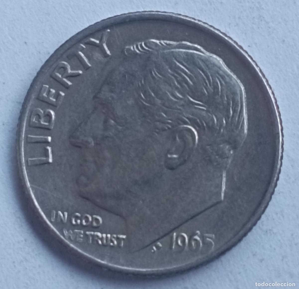 Monedas antiguas de Am&eacute;rica: Moneda de United States of Am&eacute;rica (USA) 10 centavos (One dime) de 1965