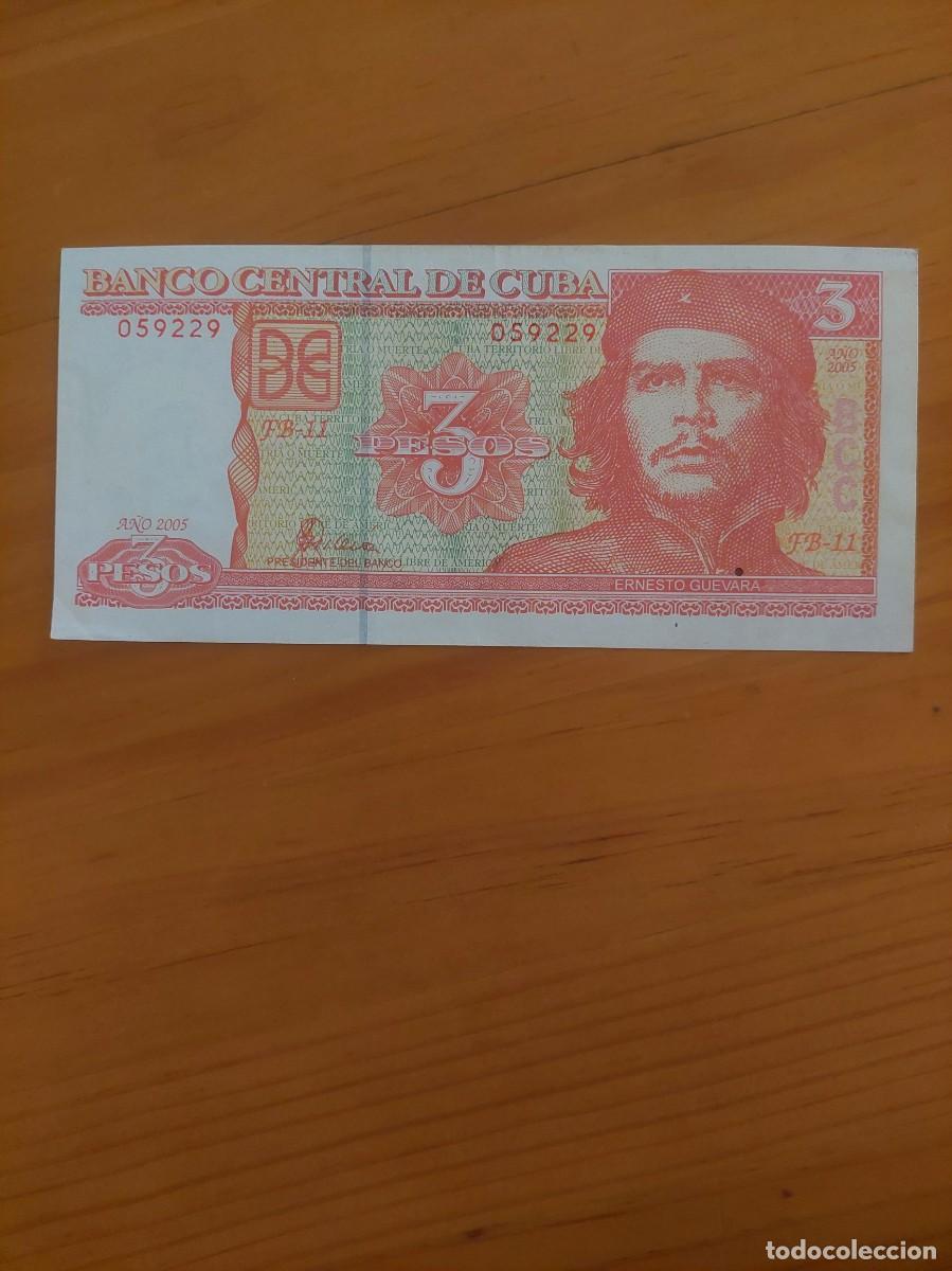 Monedas antiguas de Am&eacute;rica: BILLETE CUBANO 3 PESOS - CHE GUEVARA - BANCO NACIONAL DE CUBA - PERFECTO ESTADO