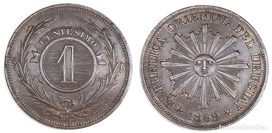 Monedas antiguas de Am&eacute;rica: URUGUAY - 1 CENT&Eacute;SIMO - 1869-H - BRONCE - NO CIRCULADA