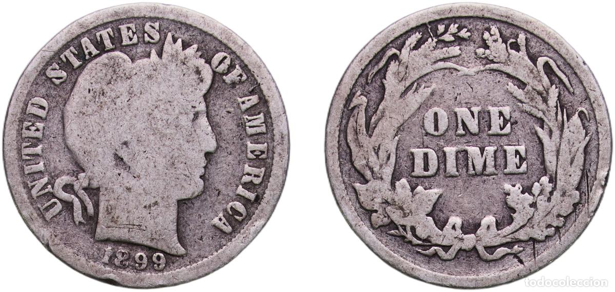 Monedas antiguas de Am&eacute;rica: United States Federal republic 1899 1 Dime &rdquo;Barber Dime&rdquo; Silver (.900) (.100 copper) Philadelphia M