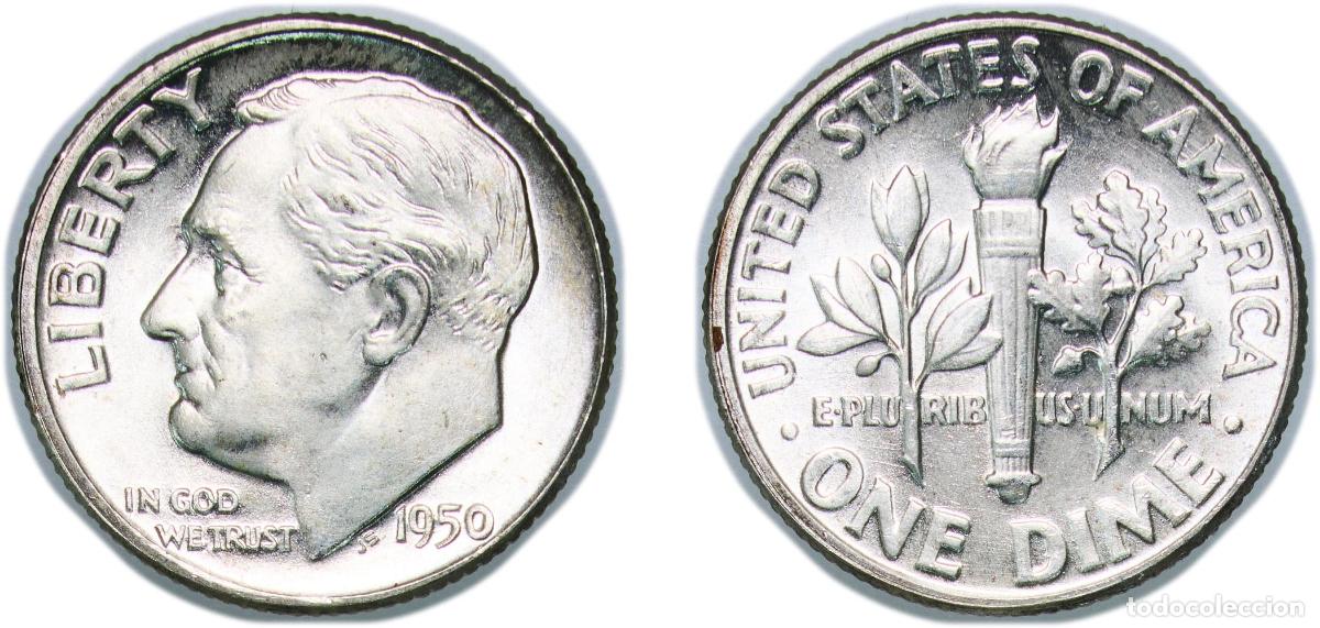 Monedas antiguas de Am&eacute;rica: United States Federal republic 1950 1 Dime &rdquo;Roosevelt Silver Dime&rdquo; Silver (.900) United States Mint