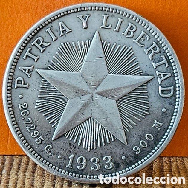 Monedas antiguas de Am&eacute;rica: CUBA, UN PESO, 1933. PLATA.