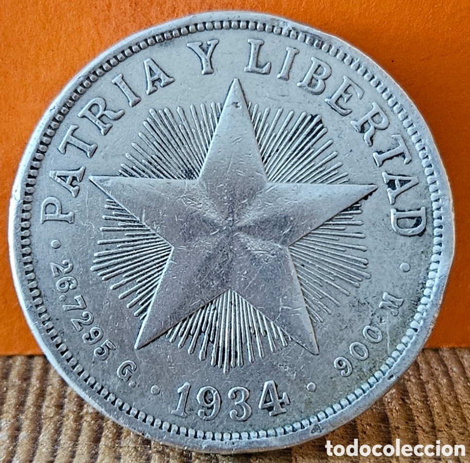 Monedas antiguas de Am&eacute;rica: CUBA, UN PESO, 1934. PLATA.