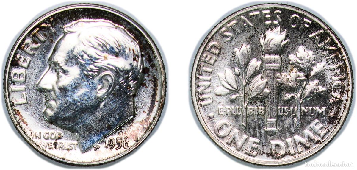 Monedas antiguas de Am&eacute;rica: United States Federal republic 1956 1 Dime &rdquo;Roosevelt Silver Dime&rdquo; Silver (.900) United States Mint