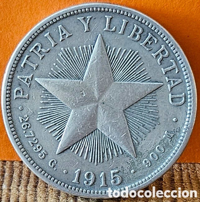 Monedas antiguas de Am&eacute;rica: CUBA, UN PESO, 1915. PLATA.