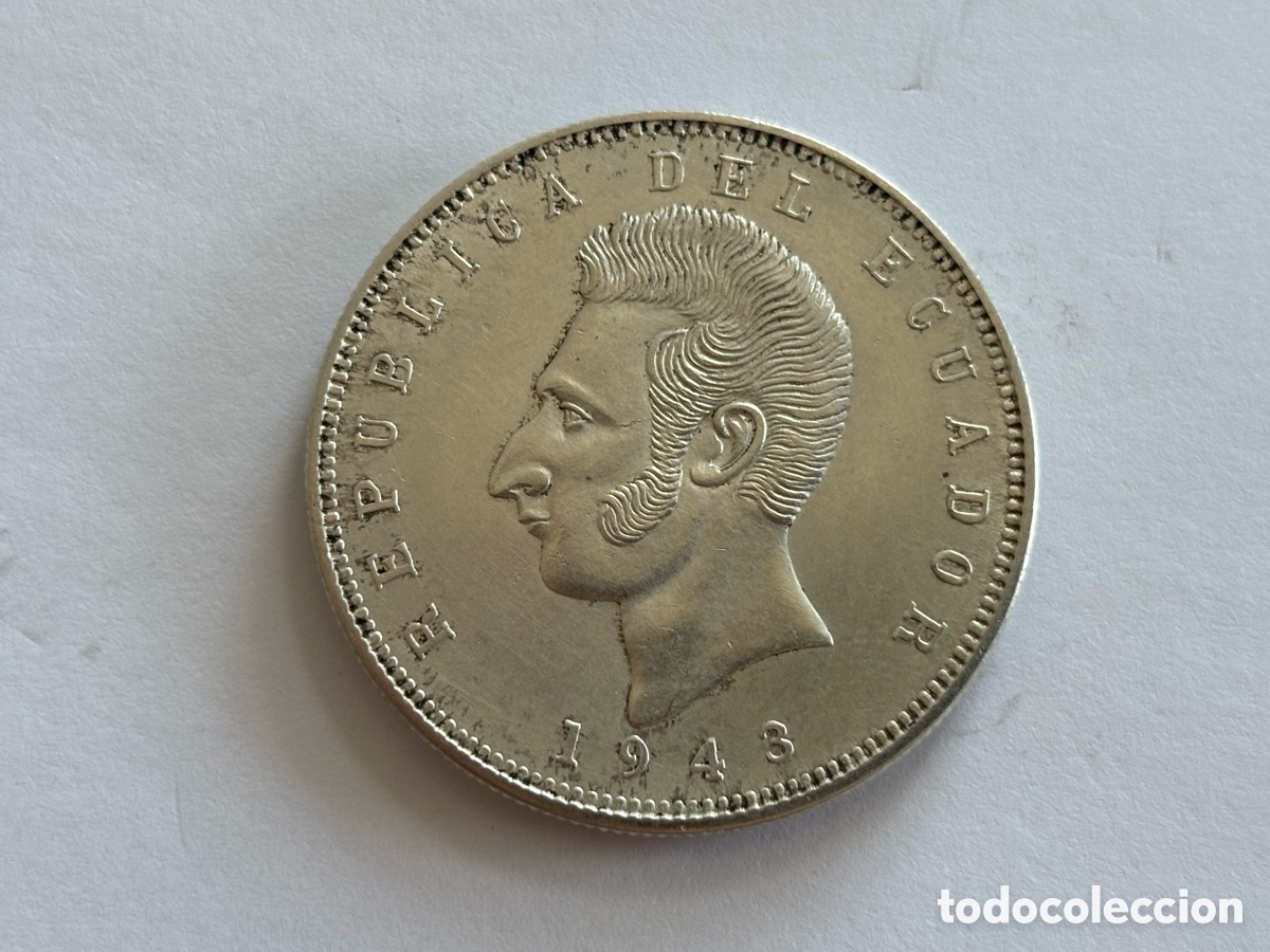 Monedas antiguas de Am&eacute;rica: ECUADOR * 5 SUCRES 1943 * PLATA