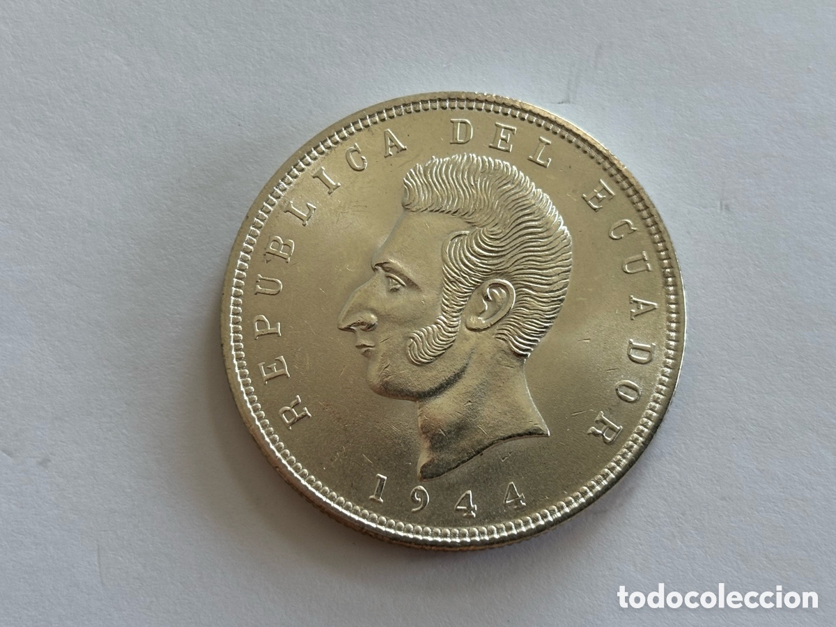 Monedas antiguas de Am&eacute;rica: ECUADOR * 5 SUCRES 1944 * PLATA