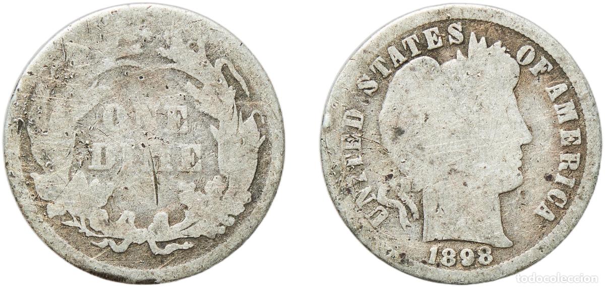 Monedas antiguas de Am&eacute;rica: United States Federal republic 1898 1 Dime &rdquo;Barber Dime&rdquo; Silver (.900) (.100 copper) Philadelphia M