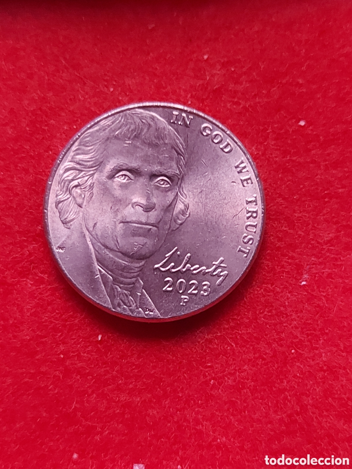 Monedas antiguas de Am&eacute;rica: MONEDA USA 5 CENTAVOS FIVE CENTS ESTADOS UNIDOS 2023 P JEFFERSON