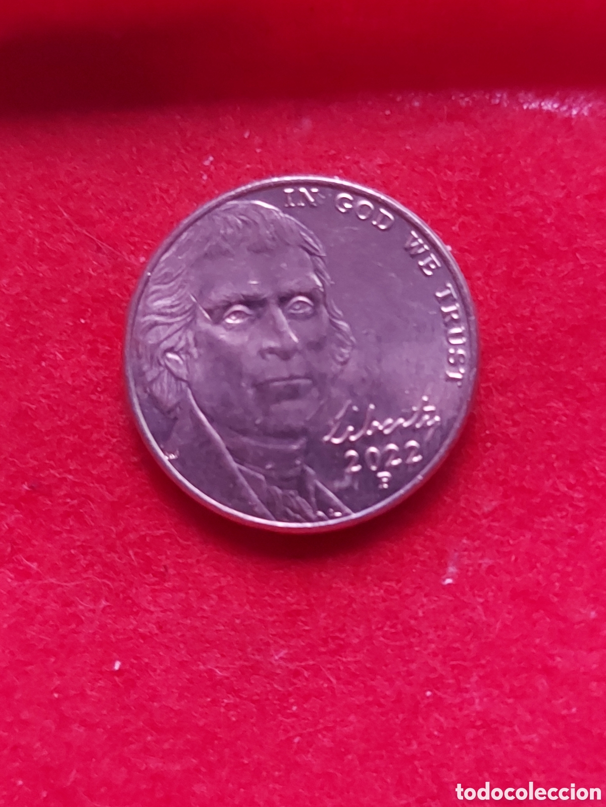 Monedas antiguas de Am&eacute;rica: MONEDA USA 5 CENTAVOS FIVE CENTS ESTADOS UNIDOS 2022 P JEFFERSON