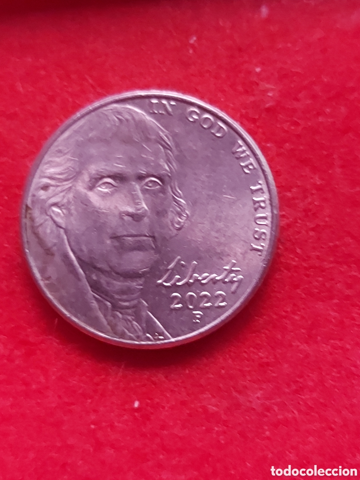 Monedas antiguas de Am&eacute;rica: MONEDA USA 5 CENTAVOS FIVE CENTS ESTADOS UNIDOS 2022 P JEFFERSON