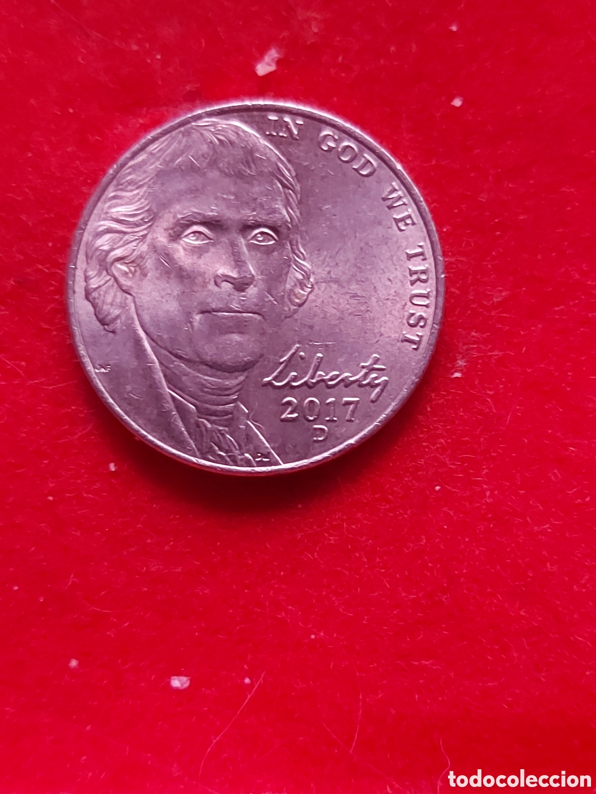 Monedas antiguas de Am&eacute;rica: MONEDA USA 5 CENTAVOS FIVE CENTS ESTADOS UNIDOS 2017 D JEFFERSON