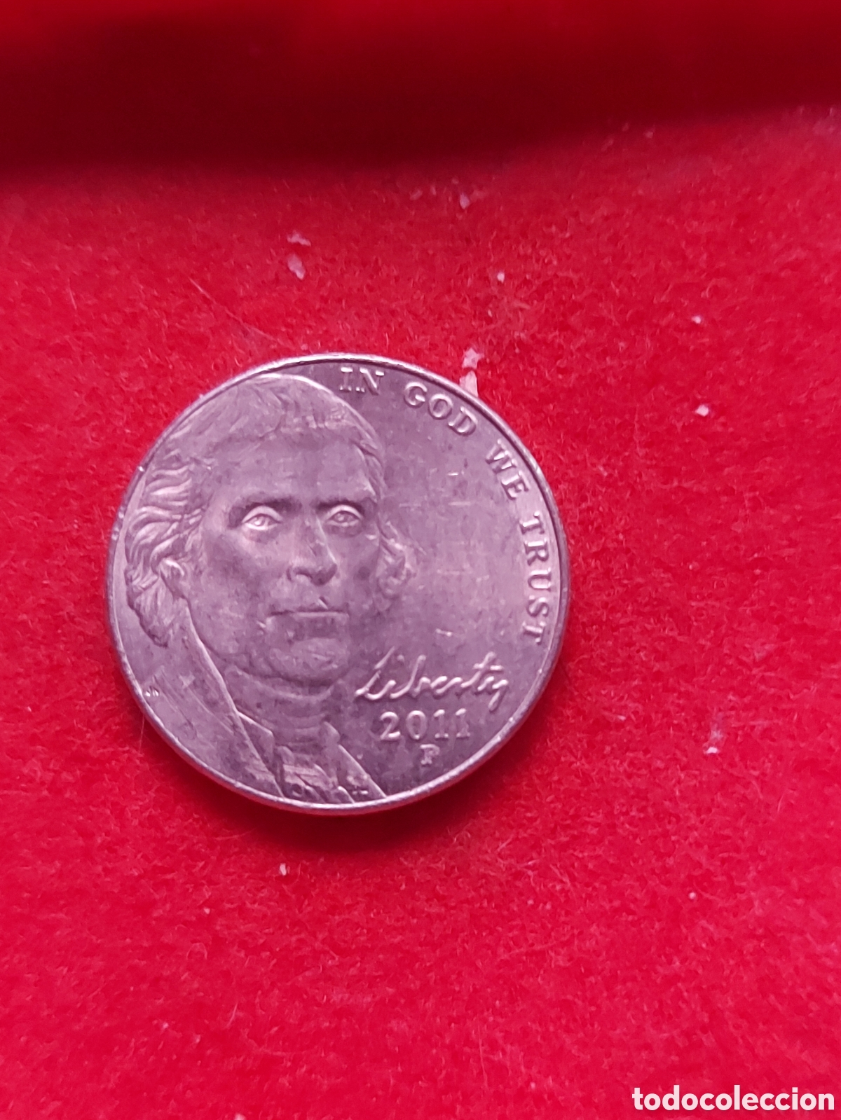 Monedas antiguas de Am&eacute;rica: MONEDA USA 5 CENTAVOS FIVE CENTS ESTADOS UNIDOS 2011 P JEFFERSON