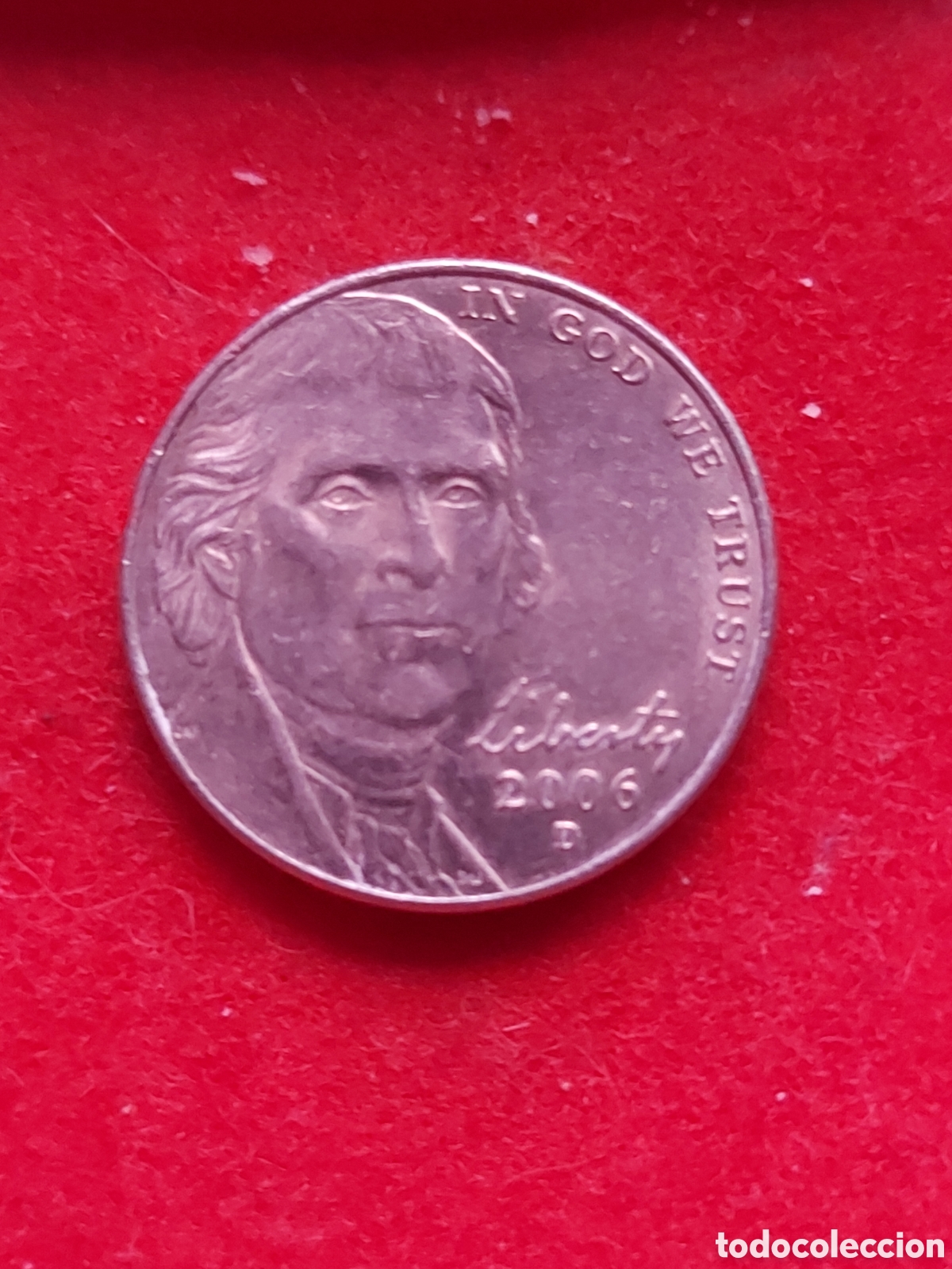 Monedas antiguas de Am&eacute;rica: MONEDA USA 5 CENTAVOS FIVE CENTS ESTADOS UNIDOS 2006 D JEFFERSON