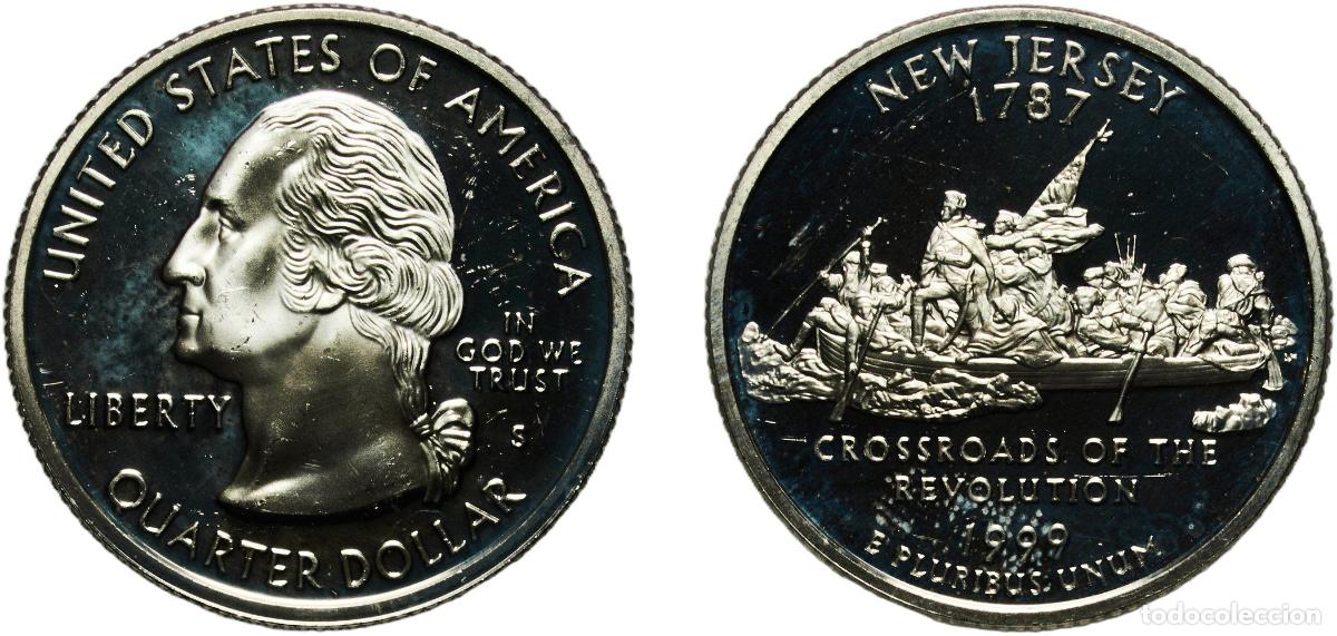 Monedas antiguas de Am&eacute;rica: United States Federal republic 1999 S &frac14; Dollar &rdquo;Washington Quarter&rdquo; (New Jersey - Silver Proof) Sil