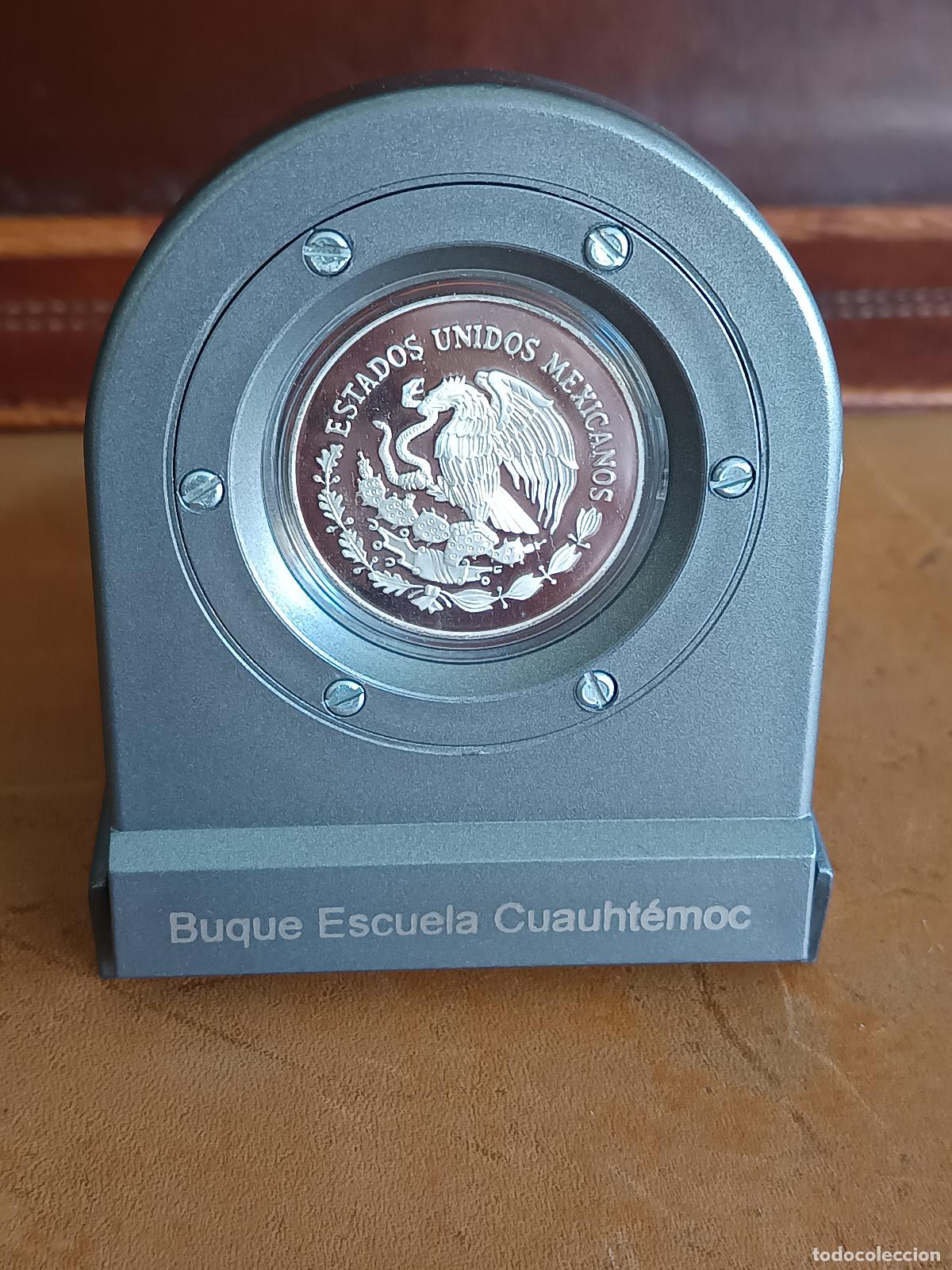 Monedas antiguas de Am&eacute;rica: MONEDA 5 PESOS MEXICANOS PLATA, BUQUE ESCUELA CUAUHTEMOC CENTENARIO DE LA H. ESCUELA NAVAL MILITAR