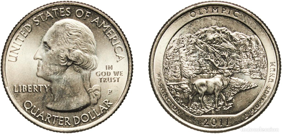 Monedas antiguas de Am&eacute;rica: United States Federal republic 2011 P &frac14; Dollar &rdquo;Washington Quarter&rdquo; (Olympic National Park, Washing