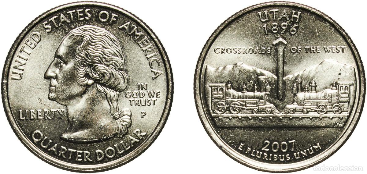 Monedas antiguas de Am&eacute;rica: United States Federal republic 2007 P &frac14; Dollar &rdquo;Washington Quarter&rdquo; (Utah) Copper-nickel clad coppe