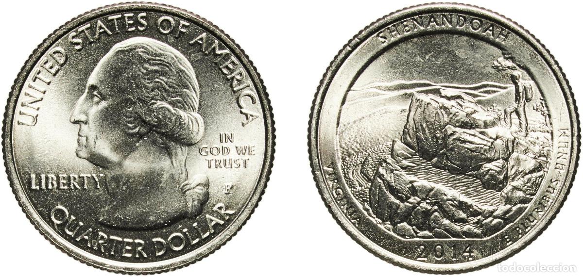 Monedas antiguas de Am&eacute;rica: United States Federal republic 2014 P &frac14; Dollar &rdquo;Washington Quarter&rdquo; (Shenandoah National Park, Virg