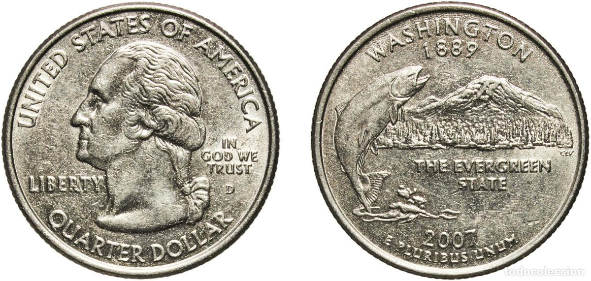 Monedas antiguas de Am&eacute;rica: United States Federal republic 2007 D &frac14; Dollar &rdquo;Washington Quarter&rdquo; (Washington) Copper-nickel clad