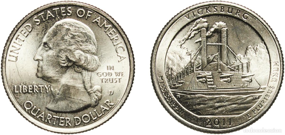 Monedas antiguas de Am&eacute;rica: United States Federal republic 2011 D &frac14; Dollar &rdquo;Washington Quarter&rdquo; (Vicksburg National Military Pa