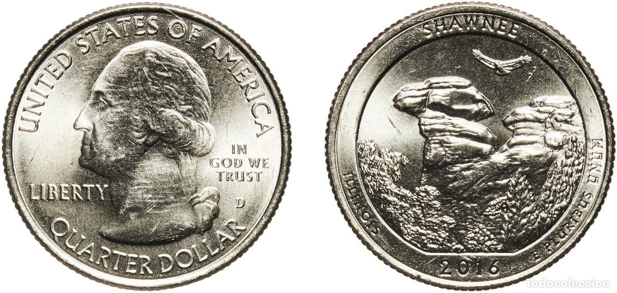 Monedas antiguas de Am&eacute;rica: United States Federal republic 2016 D &frac14; Dollar &rdquo;Washington Quarter&rdquo; (Shawnee National Forest, Illin